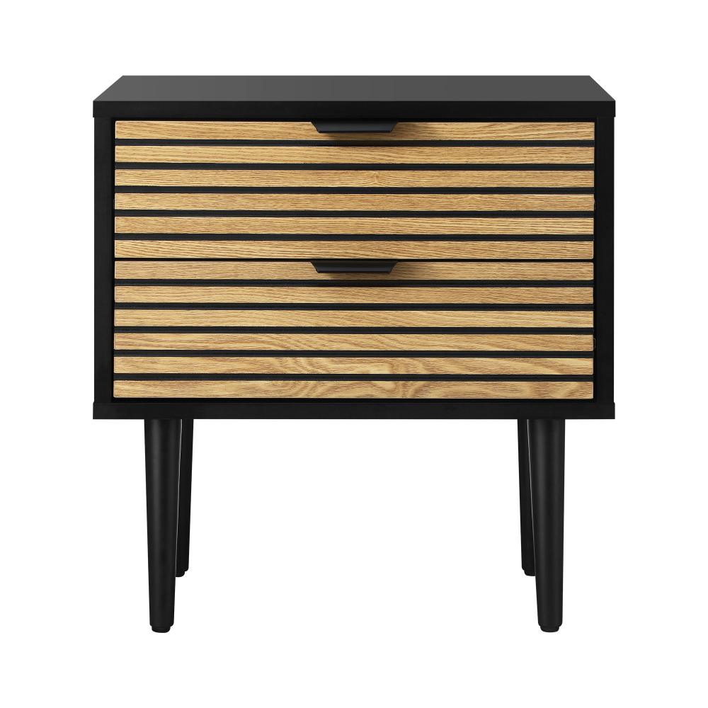 Bedside Table 2 Drawers Side Table Bedroom Furniture Storage Unit Black