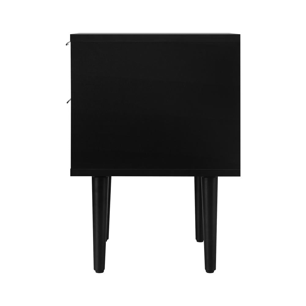 Bedside Table 2 Drawers Side Table Bedroom Furniture Storage Unit Black