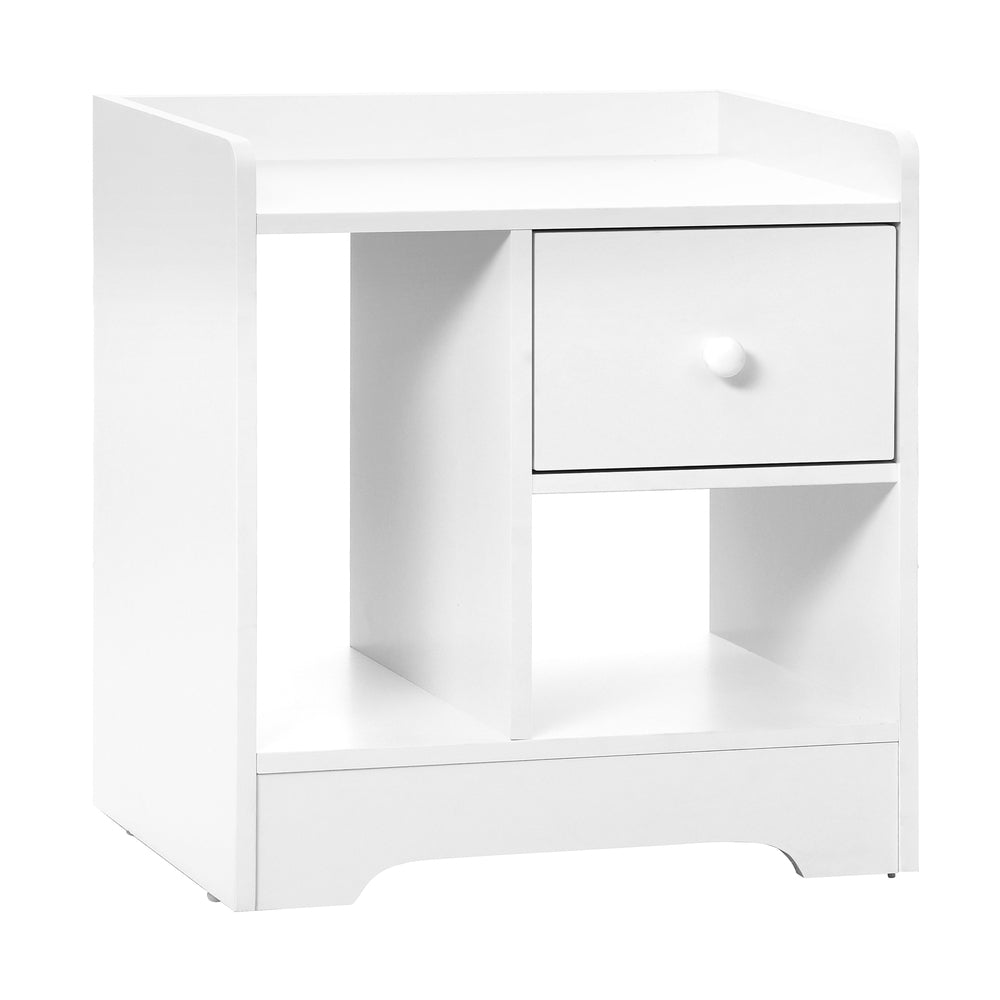 Bedside Tables Set of 2 Nightstand Shelf White