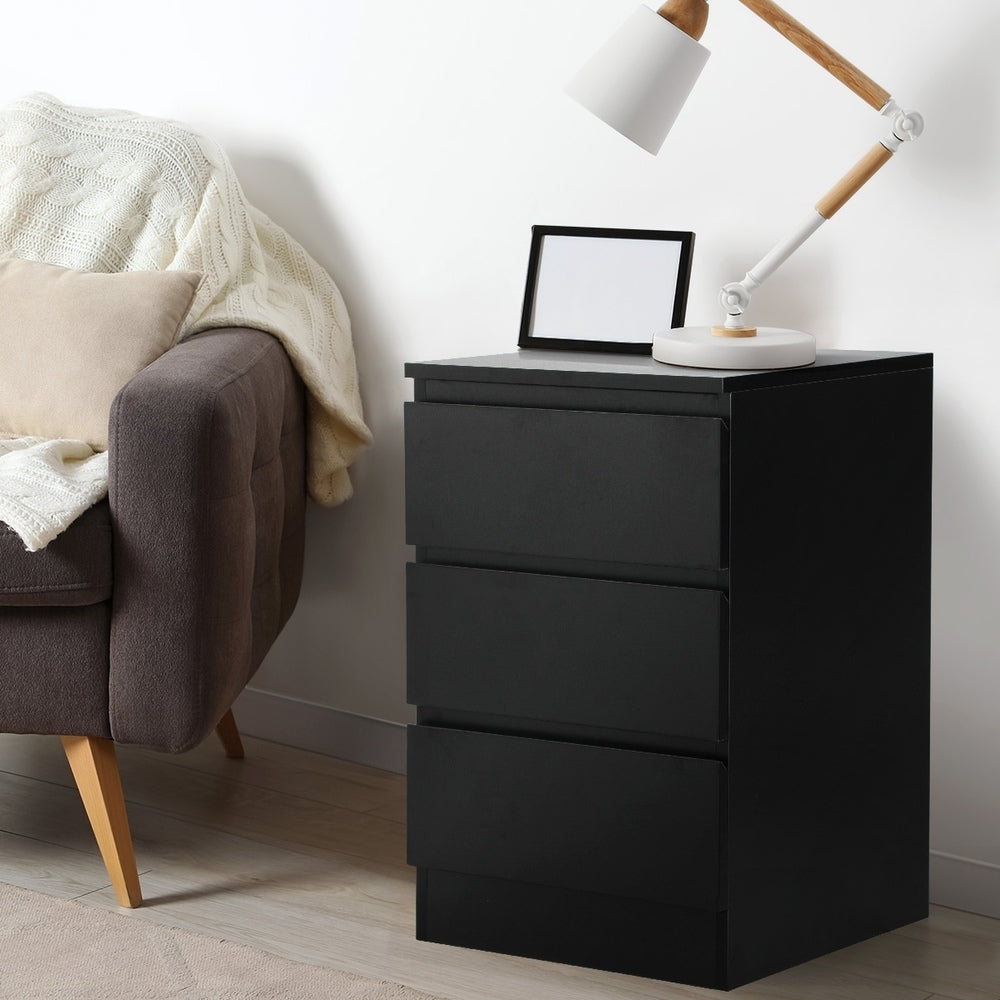 Bedside Tables Set of 2 Side Table Nightstand Black/White