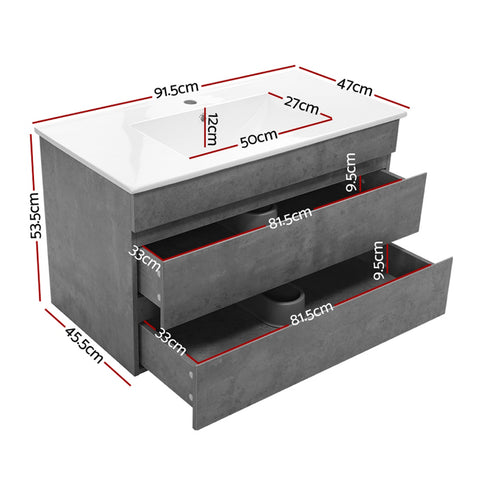 Vanity Unit 915mm with Basin Grey