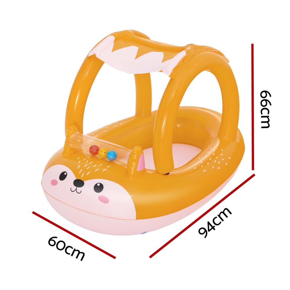 Kids Inflatable Fox Swim Float w/ Canopy 94x66cm