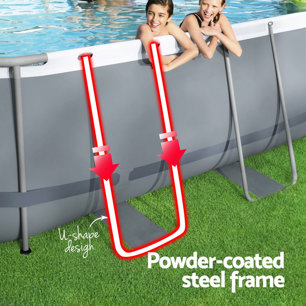 Steel Frame Above Ground Pool 427x250x100cm with Filter Pump Ladder