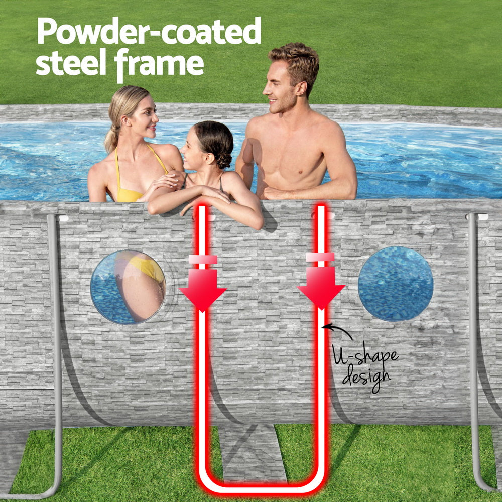 Steel Frame Above Ground Pool 549x274x122cm with Filter Pump Ladder