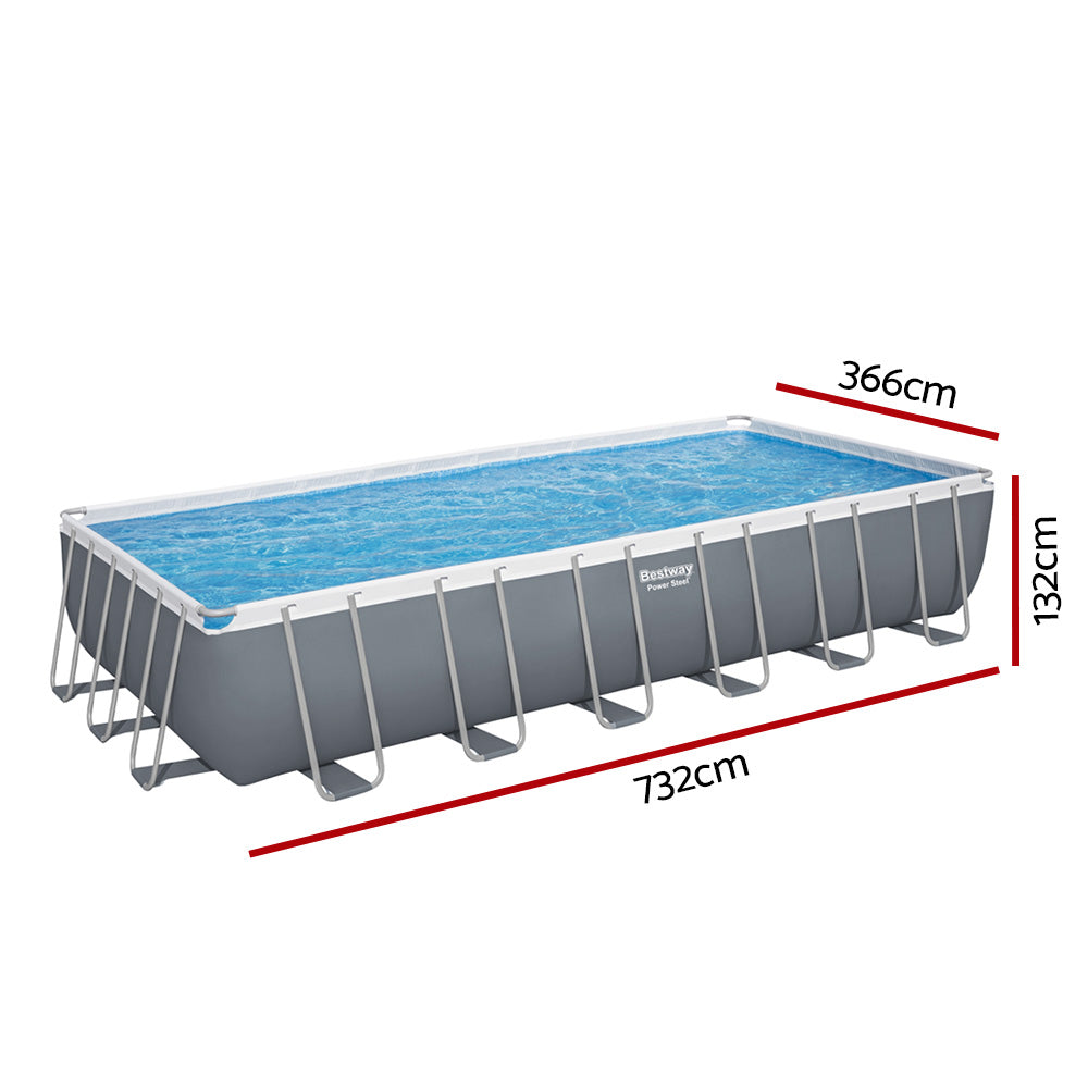 732X366X132Cm Steel Frame Above Ground Pool W/ Ladder 30045L