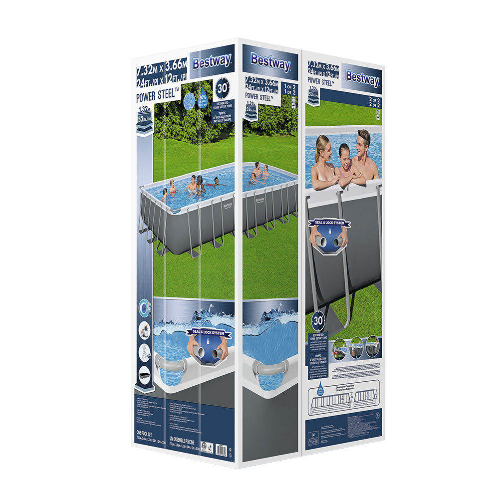 732X366X132Cm Steel Frame Above Ground Pool W/ Ladder 30045L