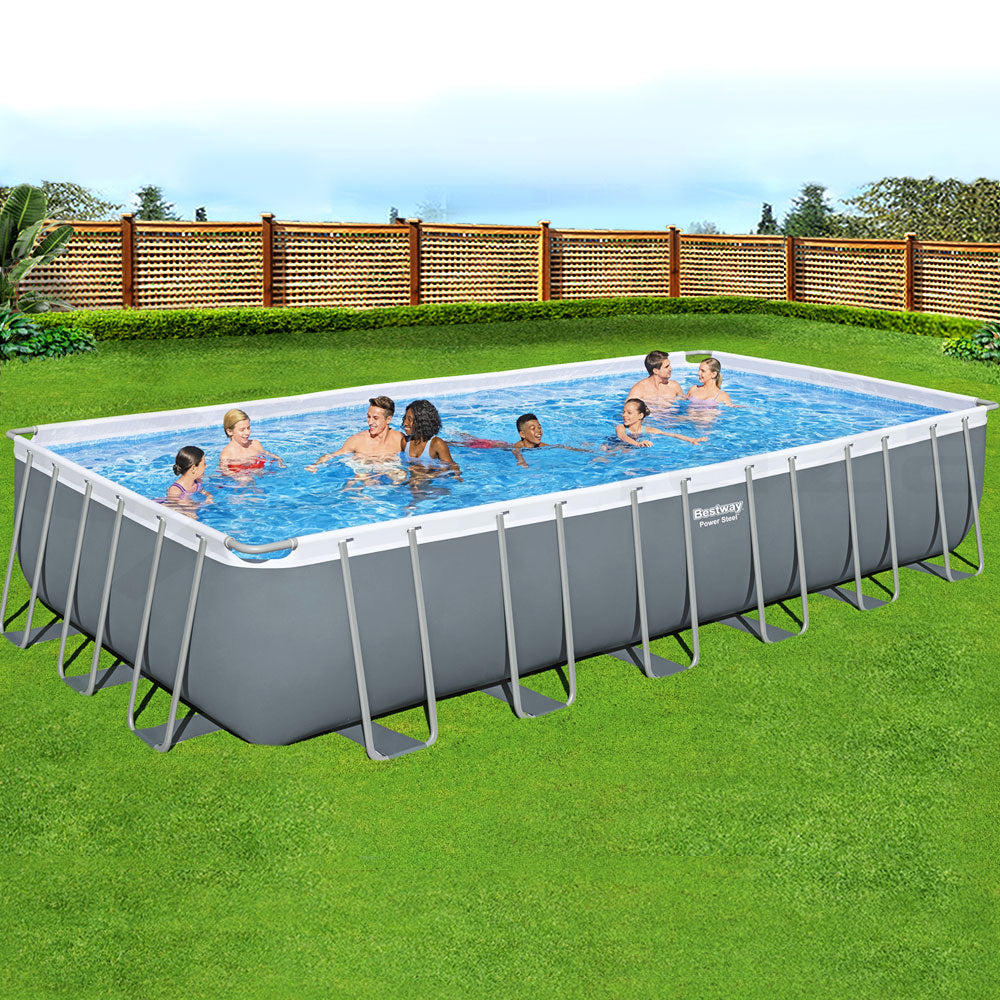 732X366X132Cm Steel Frame Above Ground Pool W/ Ladder 30045L