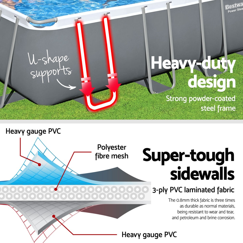 732X366X132Cm Steel Frame Above Ground Pool W/ Ladder 30045L