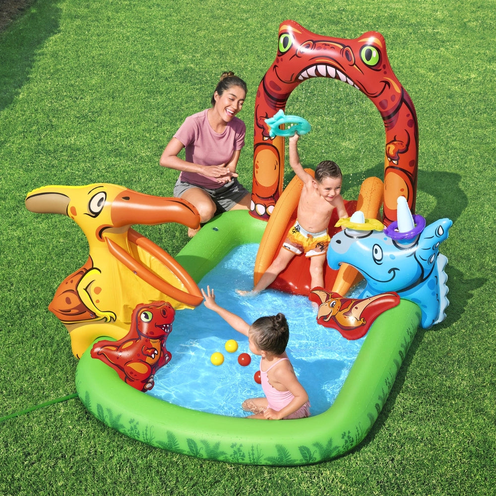 Kids Inflatable Play Splash Pool w/ Slide 242x140cm