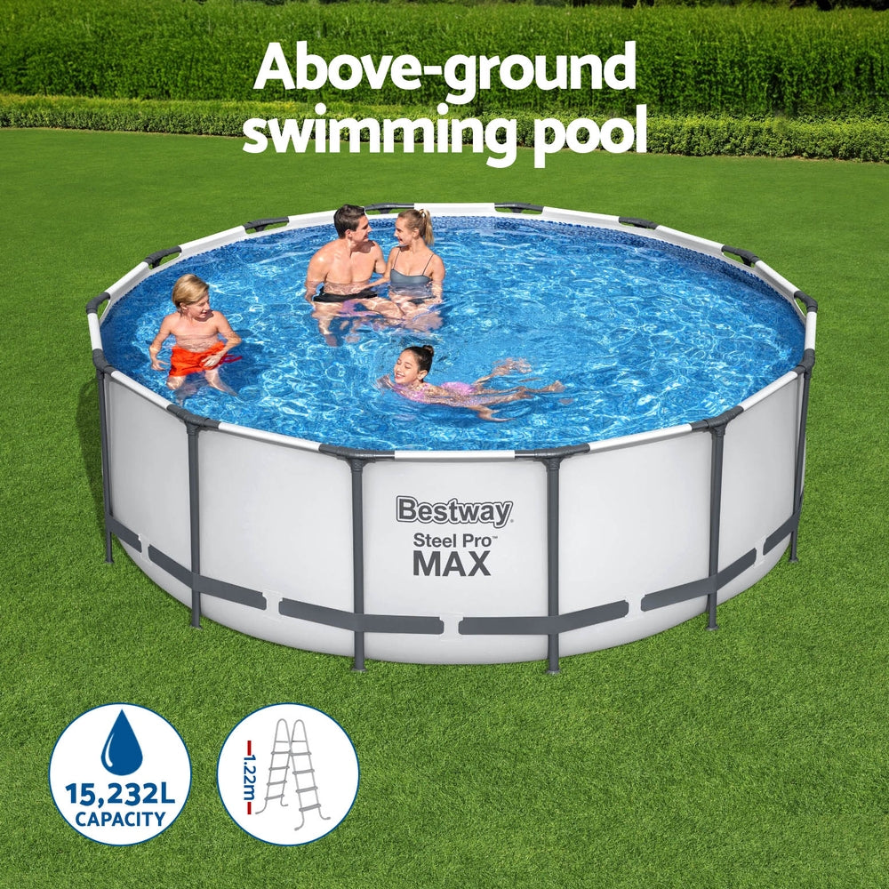 Round Above Ground Pool 427x427x122cm w/ Pump & Ladder