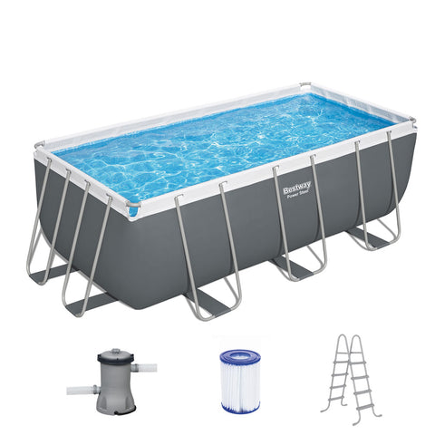 Swimming Pool 412X201X122Cm Steel Frame Above Ground Pools Filter Pump Ladder 8124L