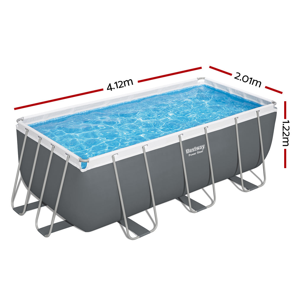 Swimming Pool 412X201X122Cm Steel Frame Above Ground Pools Filter Pump Ladder 8124L