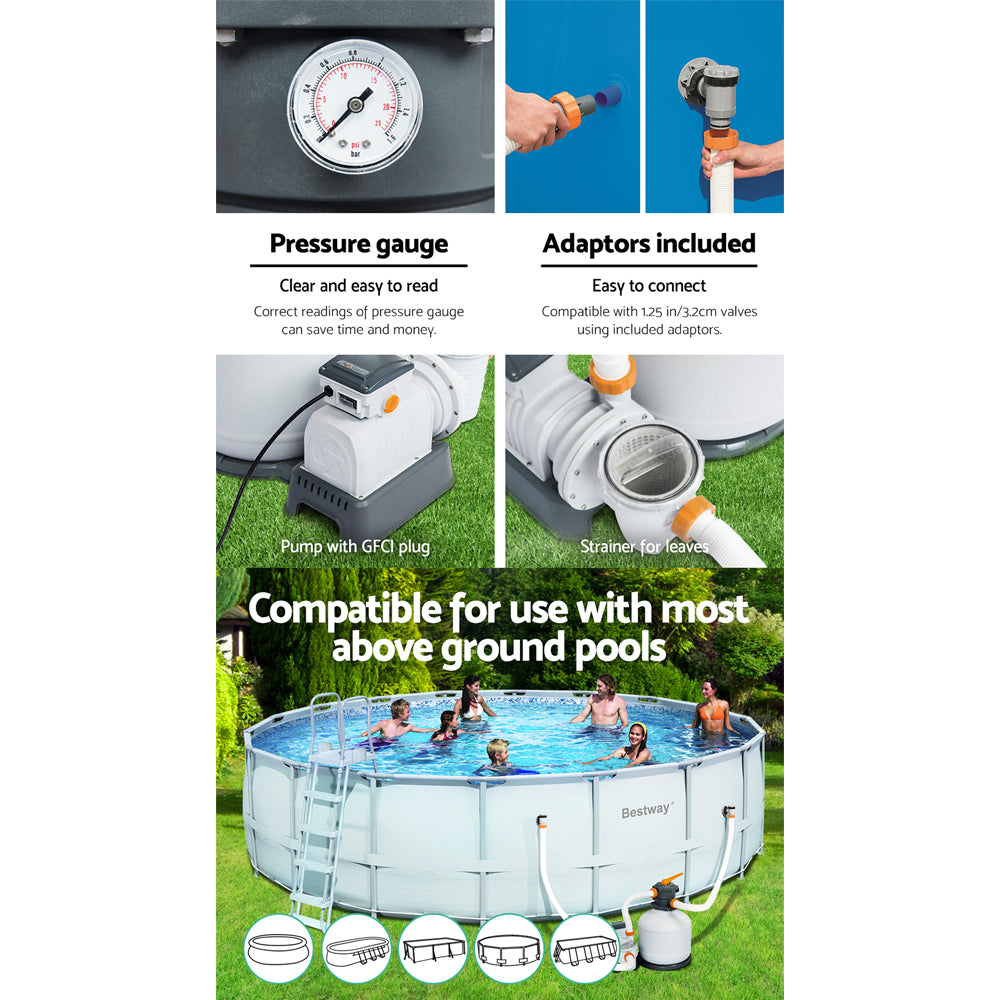 Pool Pump Sand Filter 3000Gph 11355L/H Pools Flowclear Filters