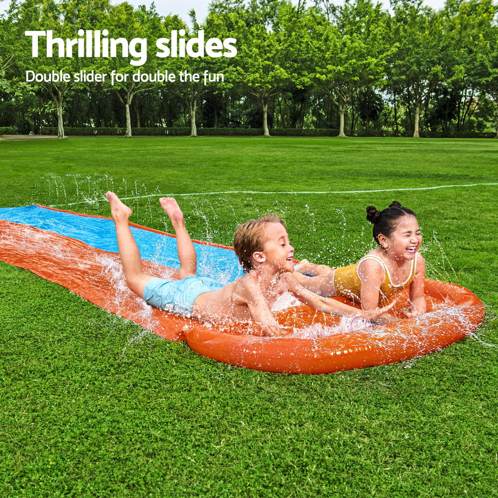 Water Slide Kids Slip 488Cm Dual Slides Inflatable Splash Pad