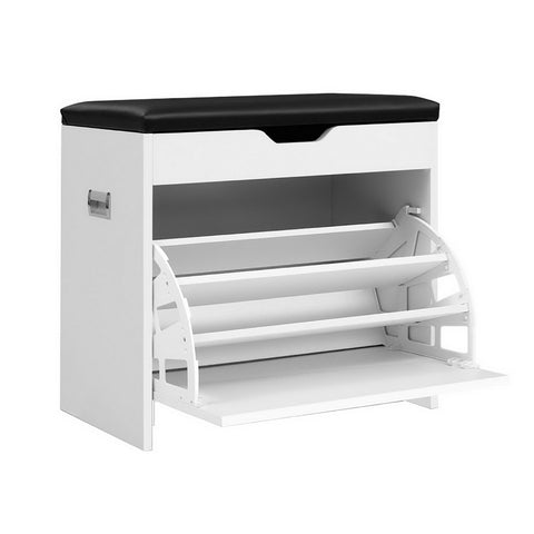 Shoe Rack Cabinet Bench 3-tier 15 Pairs White