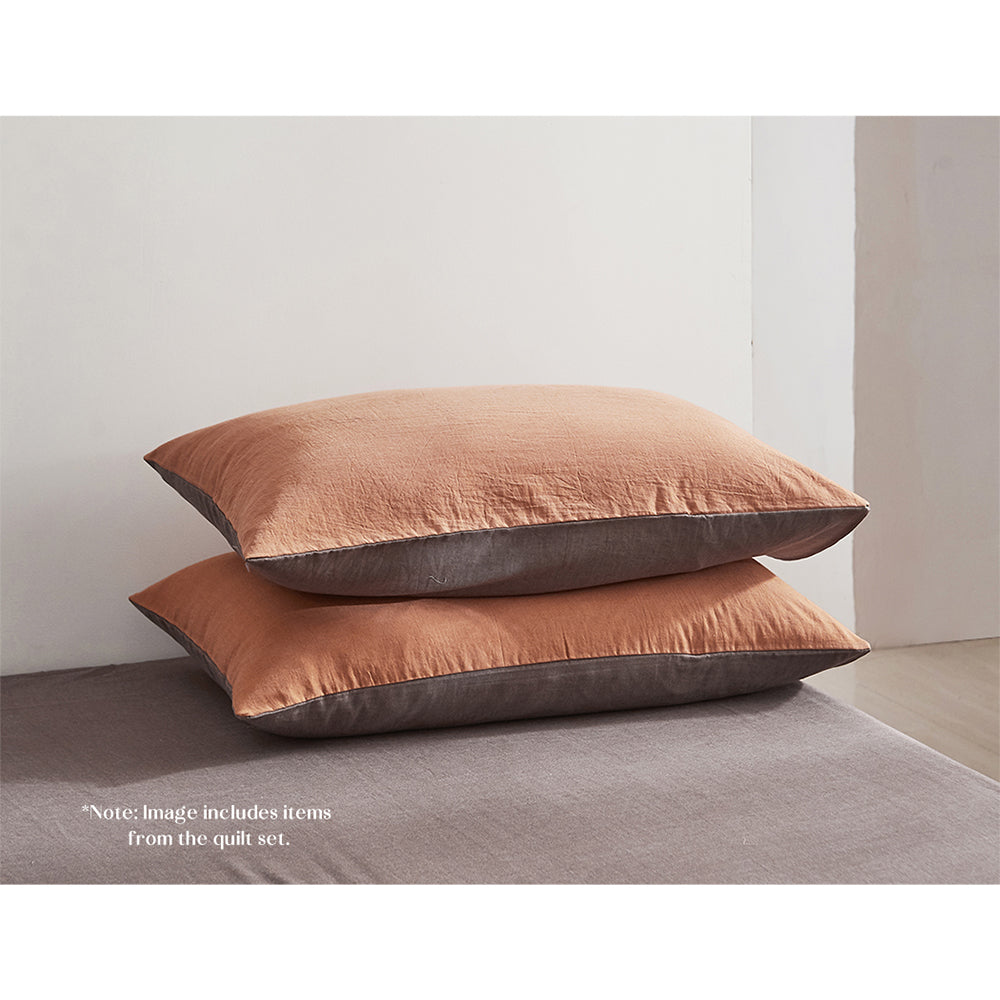 Cotton Bed Sheets Set Orange Brown Cover Double