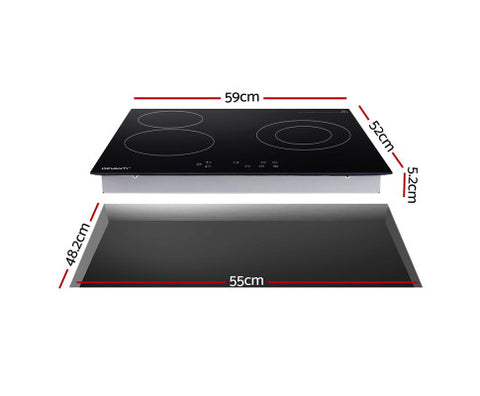 Electric Ceramic Cooktop 60cm Kitchen Cooker 4 Burner Hob Touch Control 5200W