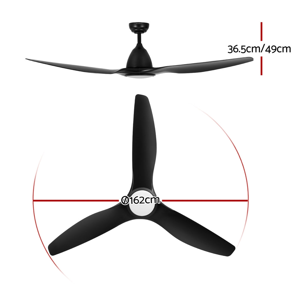 64 Inch Ceiling Fan DC Motor w/Light w/Remote - Silver