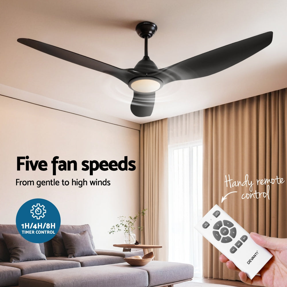 64 Inch Ceiling Fan DC Motor w/Light w/Remote - Silver