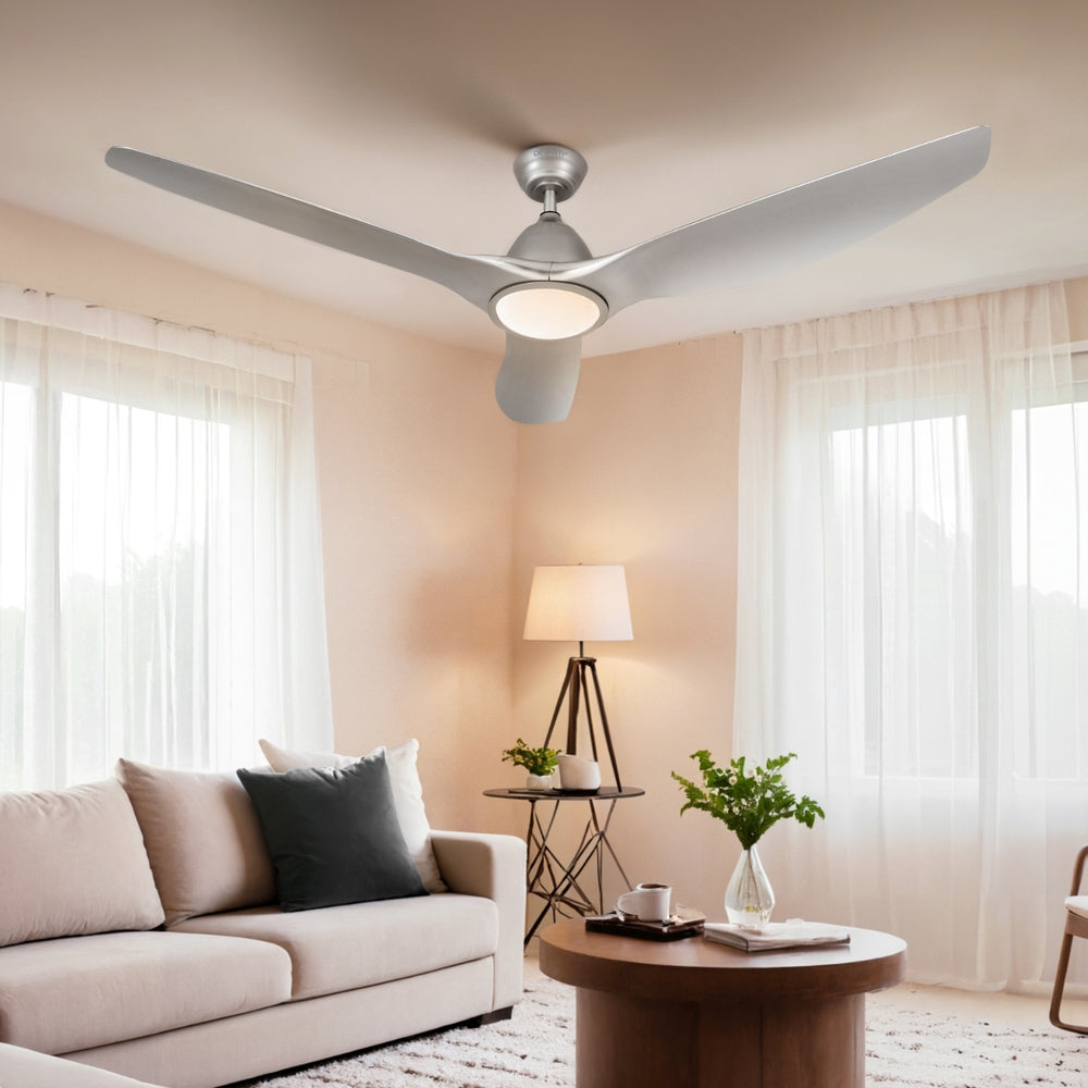 64 Inch Ceiling Fan DC Motor w/Light w/Remote -Black/Silver