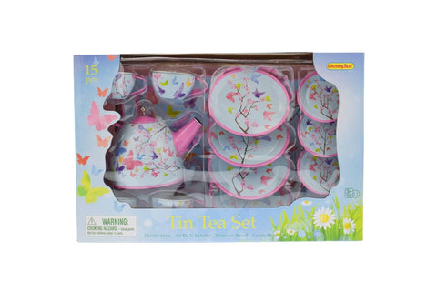 Pink Blossom Butterfly Tin Tea Set 15Pcs