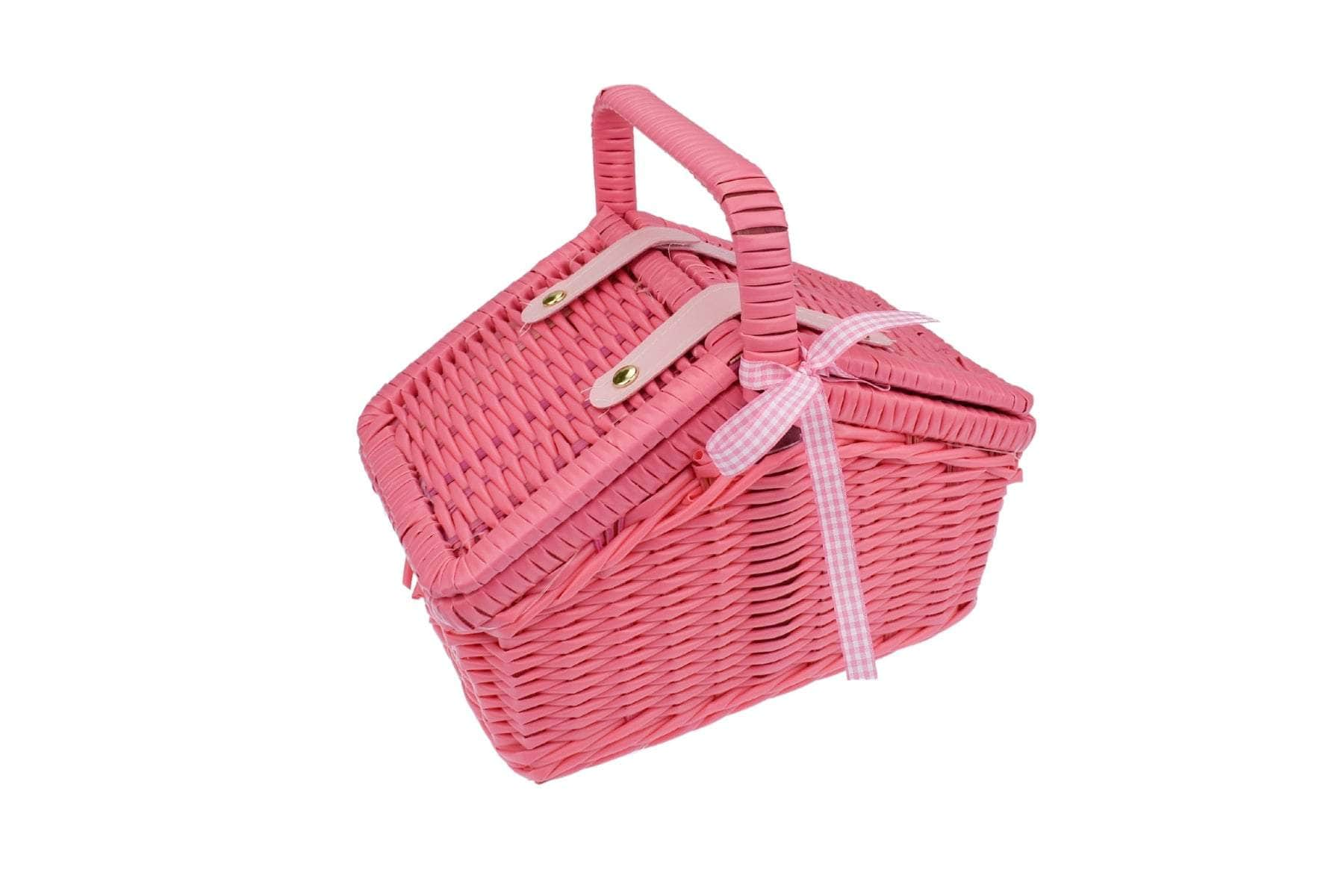 Rose Tin Tea Set In Picnic Basket 18Pcs