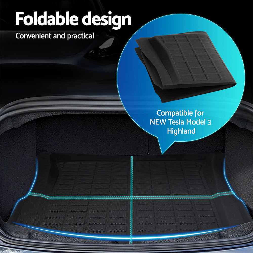 NEW Model 3 Highland 2024 Boot Liner Rear Frunk Cargo Trunk Mats Weisshorn