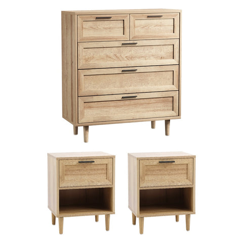 5 Chest of Drawers and 2 Bedside Tables Bedroom Set