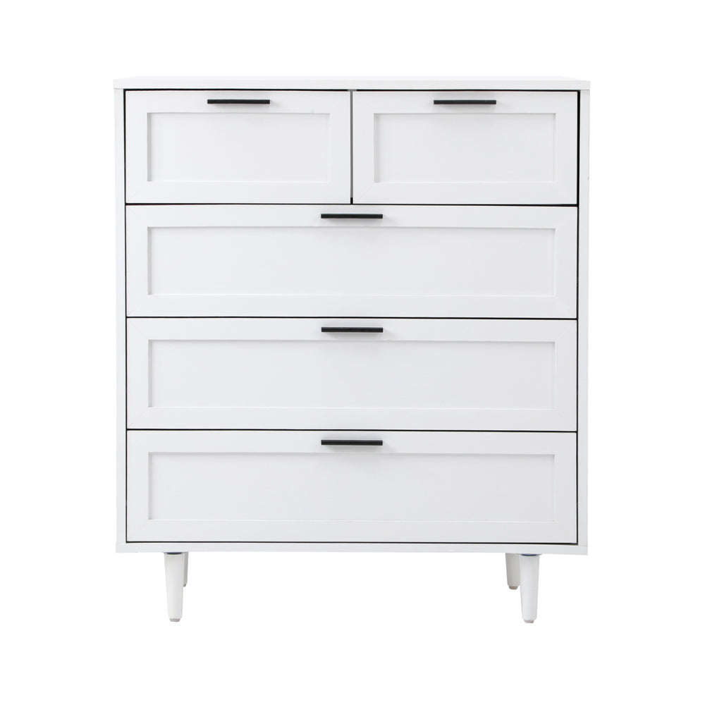 5 Chest of Drawers and 2 Bedside Tables Bedroom Set White