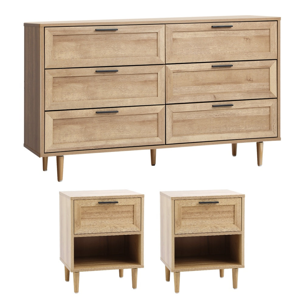 6 Chest of Drawers and 2 Bedside Tables Bedroom Set