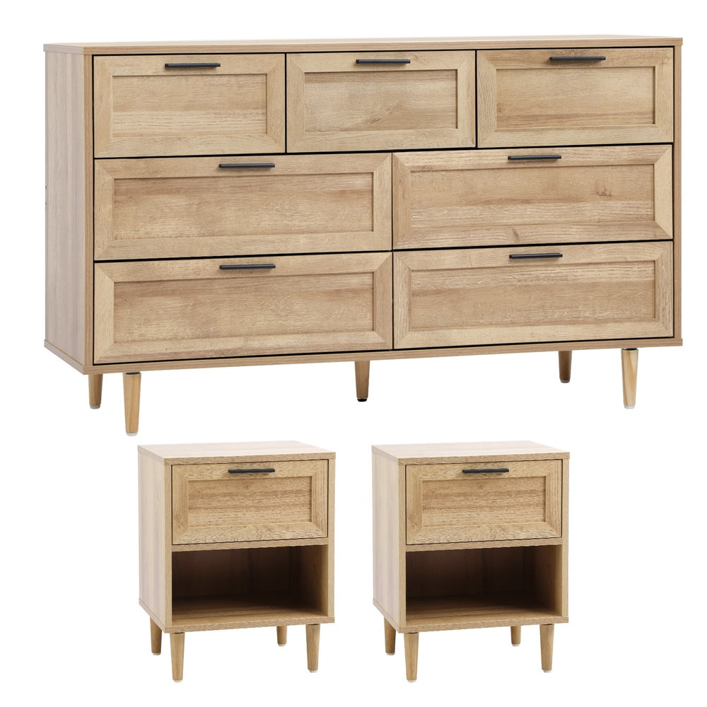 7 Chest of Drawers and 2 Bedside Tables Bedroom Set