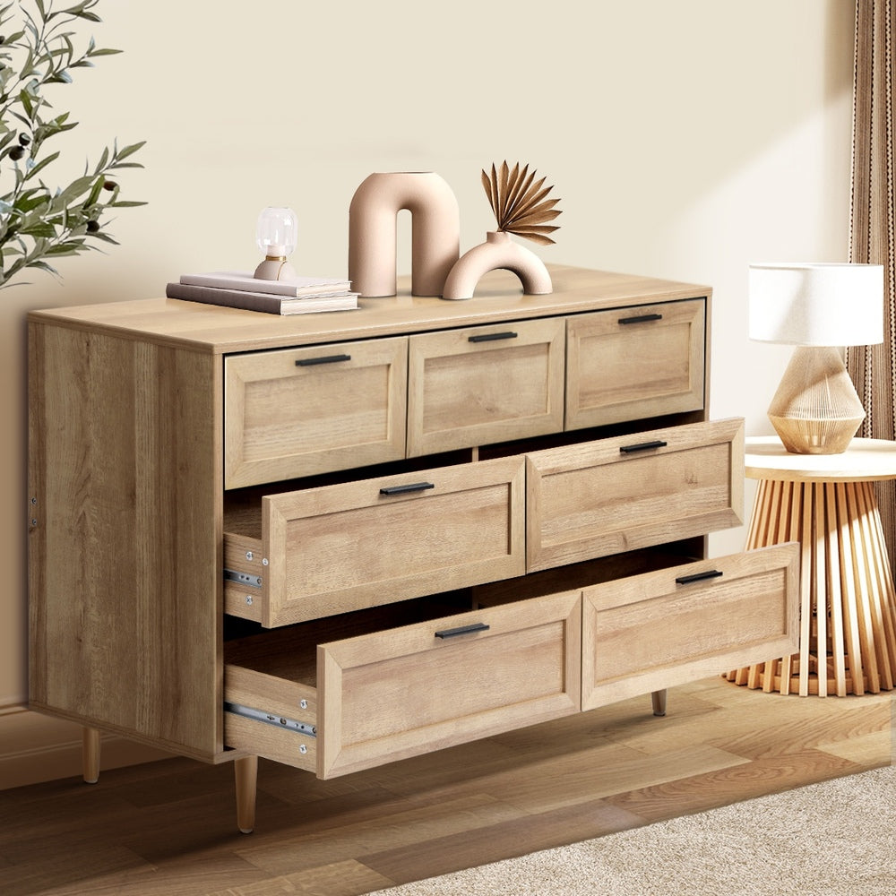 7 Chest of Drawers and 2 Bedside Tables Bedroom Set Natural