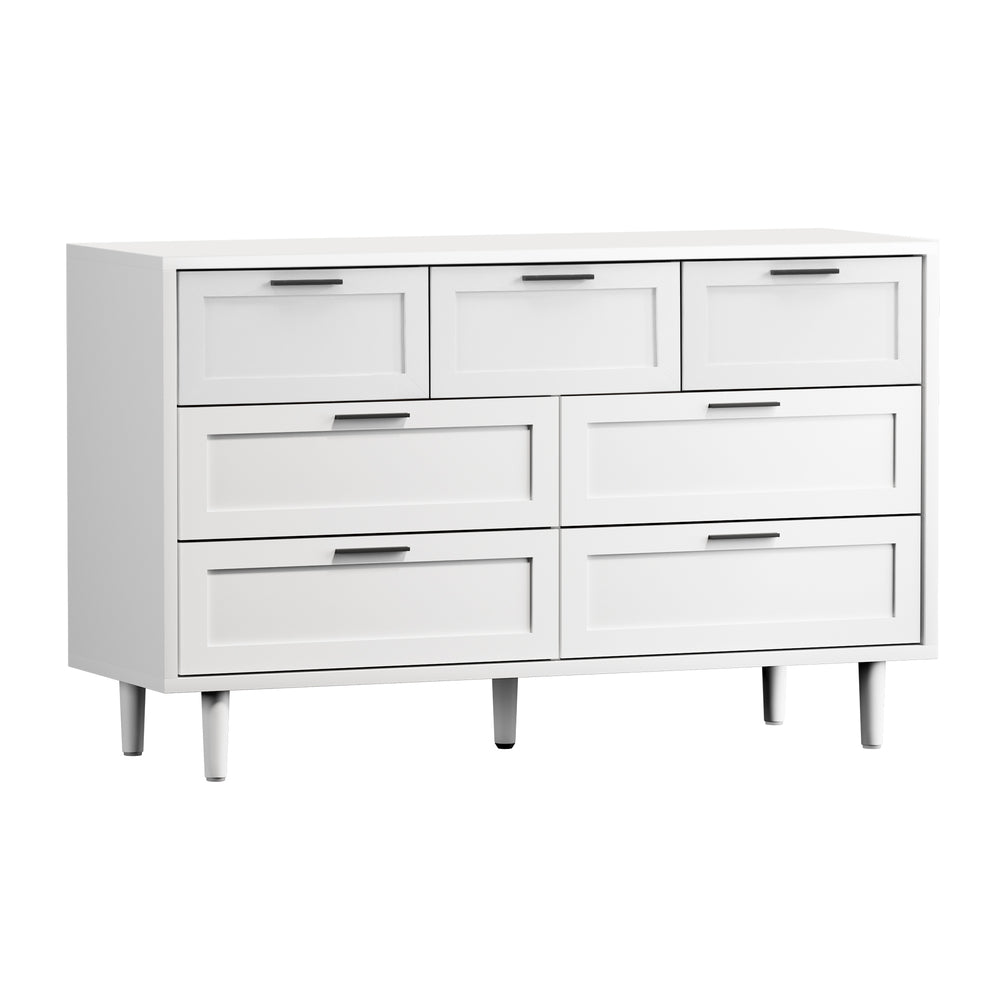 7 Chest of Drawers and 2 Bedside Tables Bedroom Set White