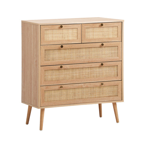 5 Chest of Drawers Dresser Tallboy Rattan