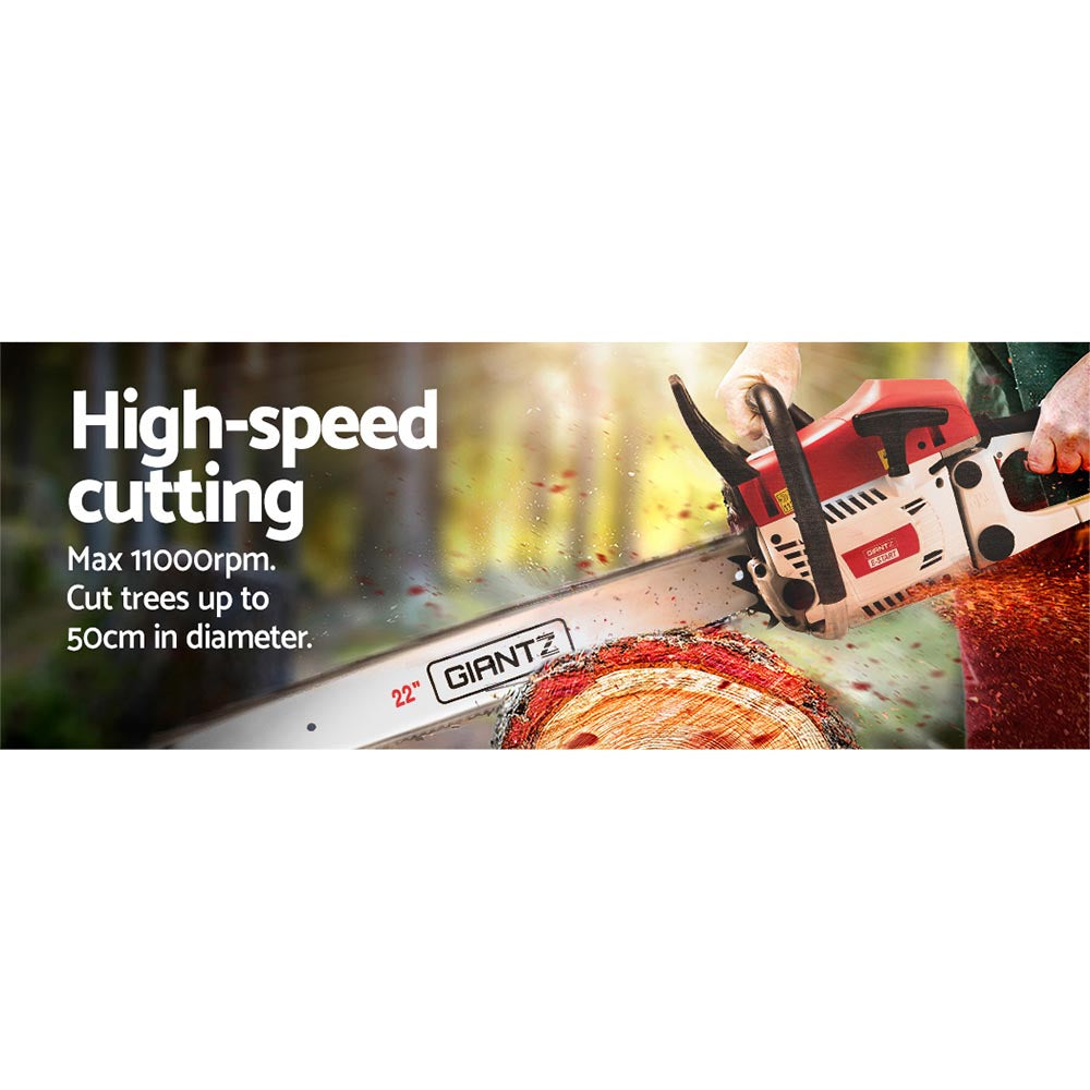 62cc Petrol Commercial Chainsaw 22" Bar E-Start Tree Chain Saw 5.2HP