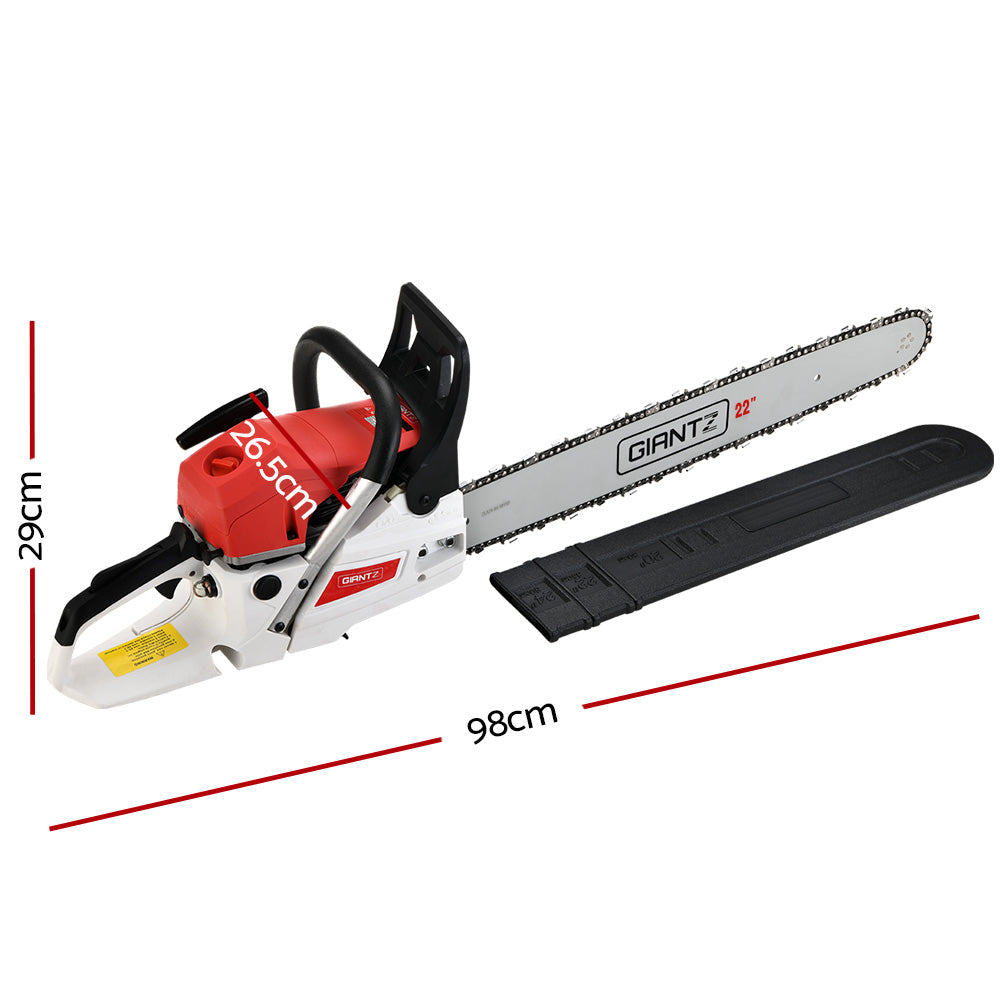 62cc Petrol Commercial Chainsaw 22" Bar E-Start Tree Chain Saw 5.2HP