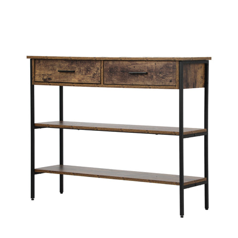 3-Tier Console Table with 2 Drawers