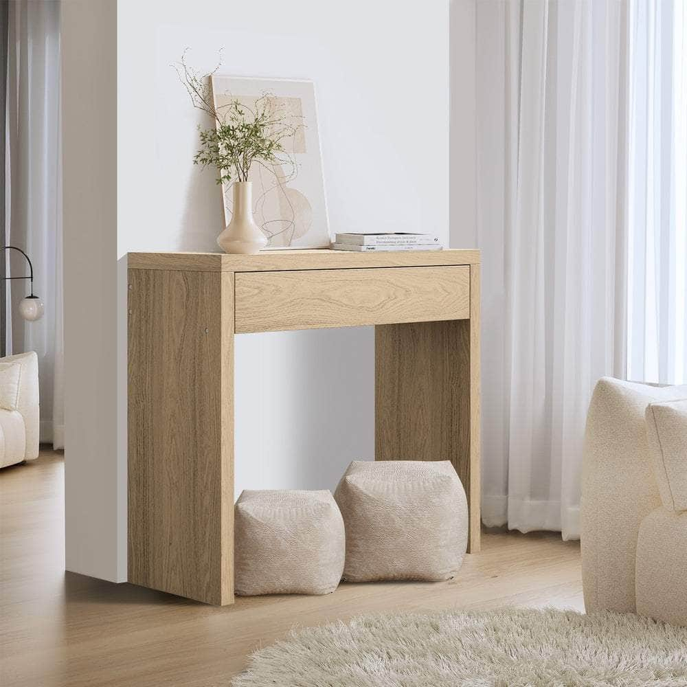 Console Table Wood with Drawer Natural