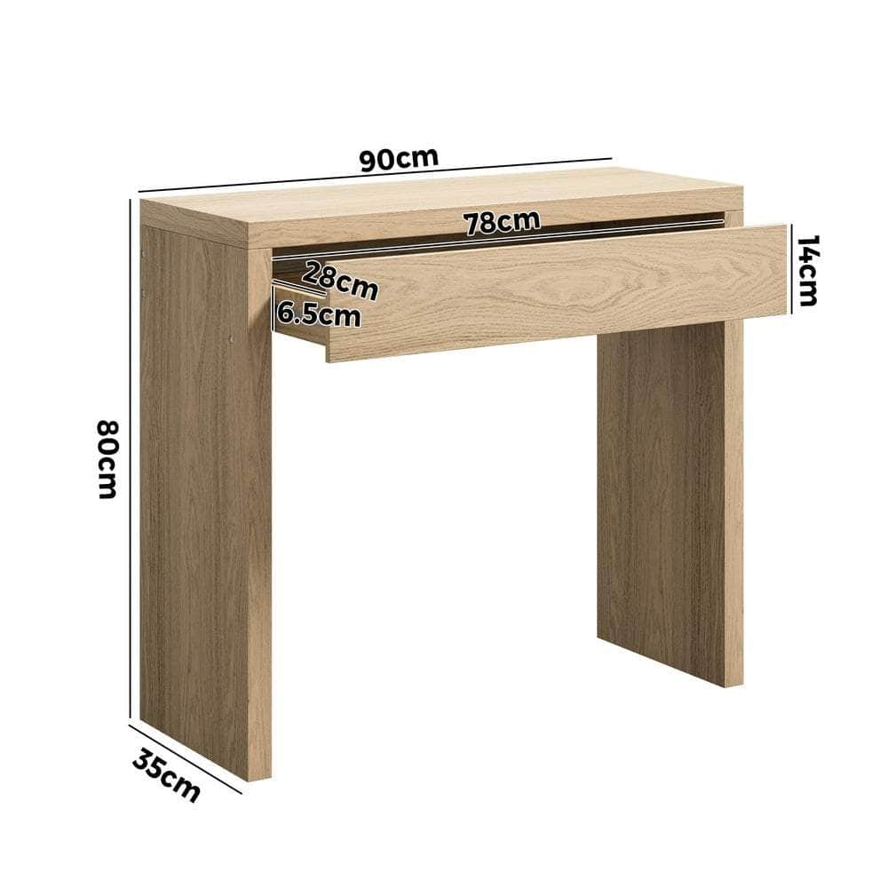 Console Table Wood with Drawer Natural