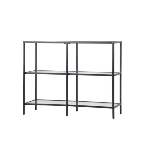 Console Table Tempered Glass 3 Shelves Black