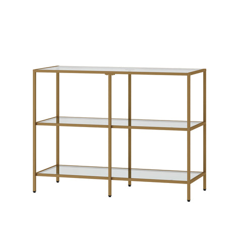 Console Table Tempered Glass 3/4 Shelves Black/Gold