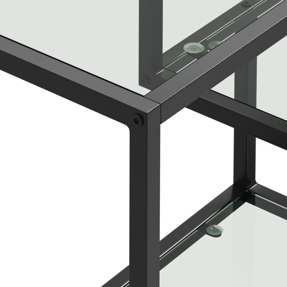 Console Table Tempered Glass 4 Shelves Black