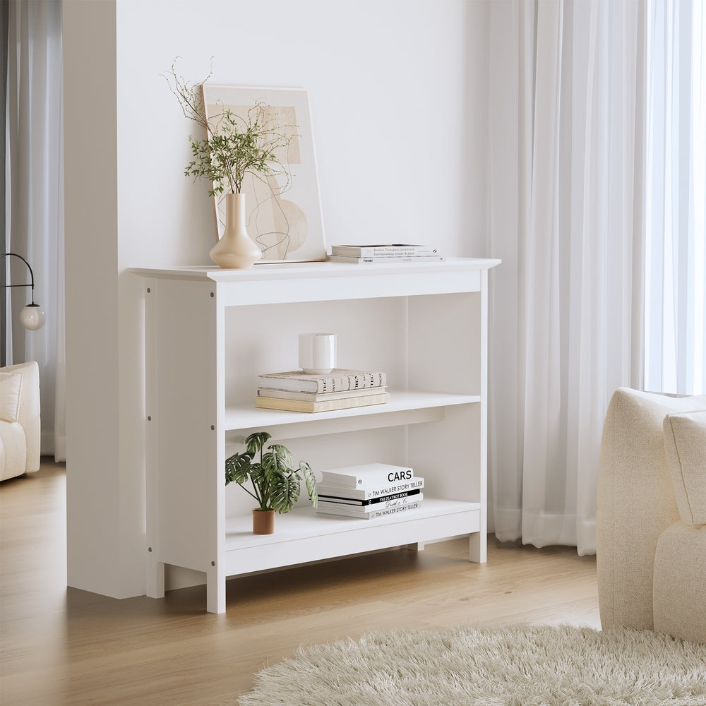 3-Tier Console Table Open Shelf Wooden White