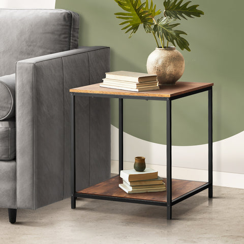 Side End Table Coffee Table Bedside Shelf 2-Tier Industrial Furniture