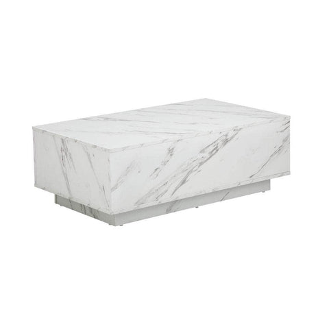 Coffee Table Cafe Desk Marble Effect Wooden White