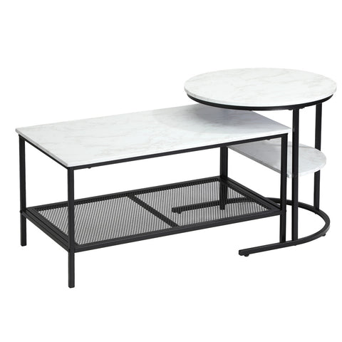 Nesting Coffee Table Set of 2 Detachable Marble