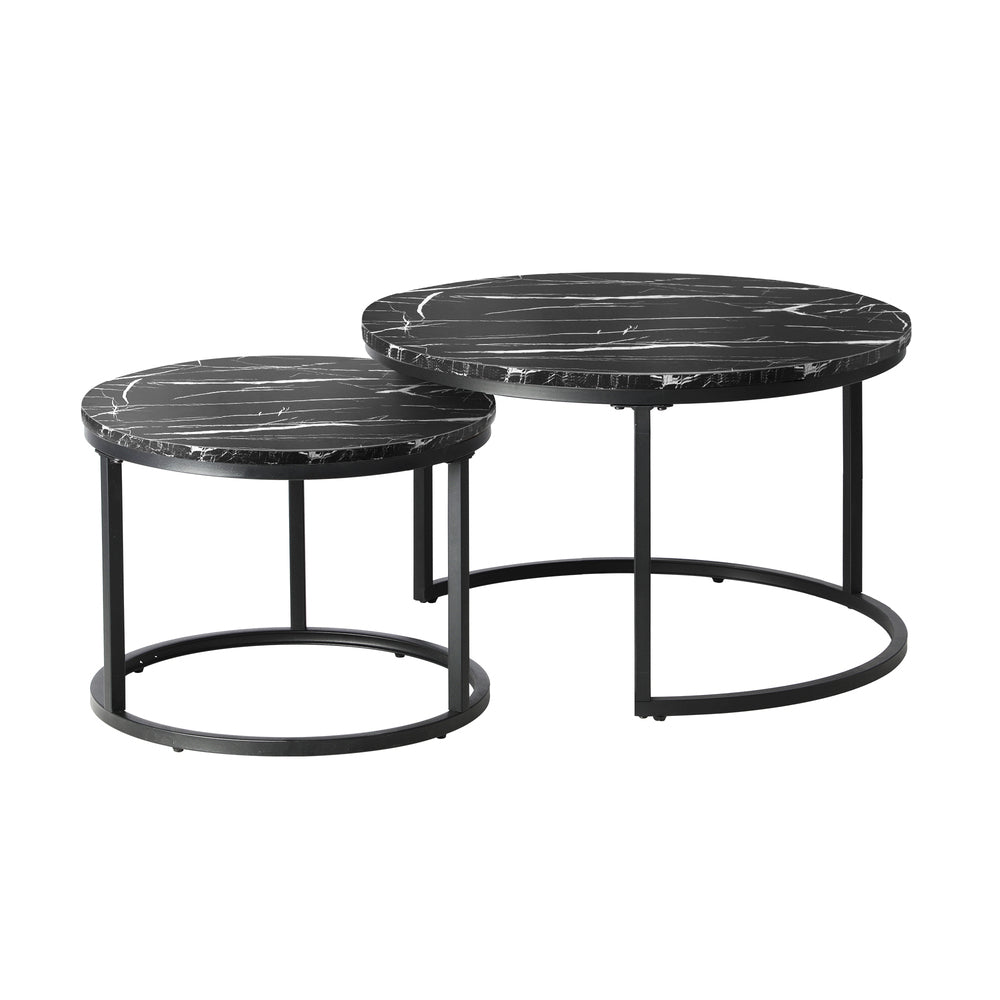 Set of 2 Coffee Table Round Nesting Side End Table