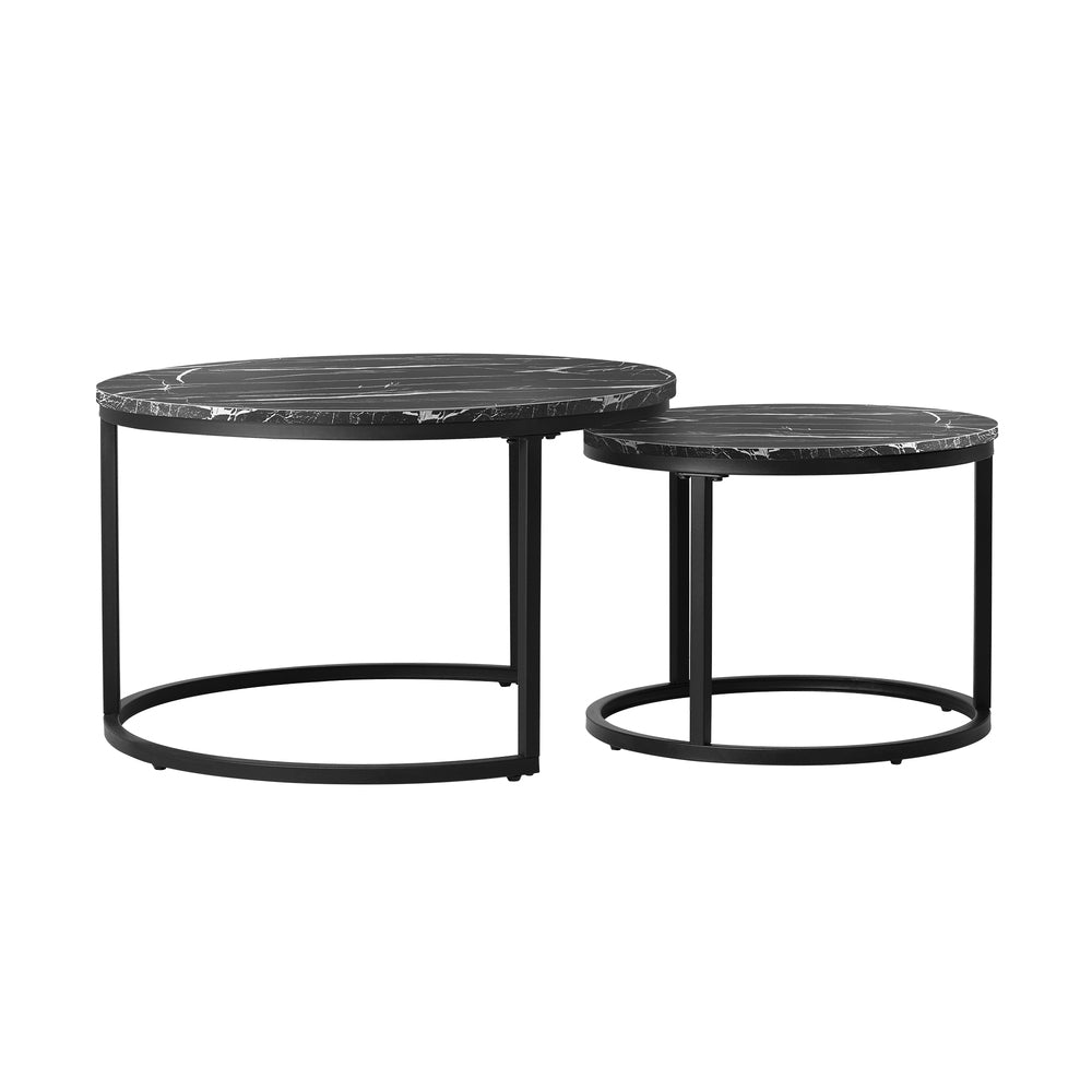 Set of 2 Coffee Table Round Nesting Side End Table