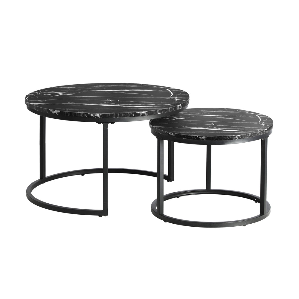 Set of 2 Coffee Table Round Nesting Side End Table