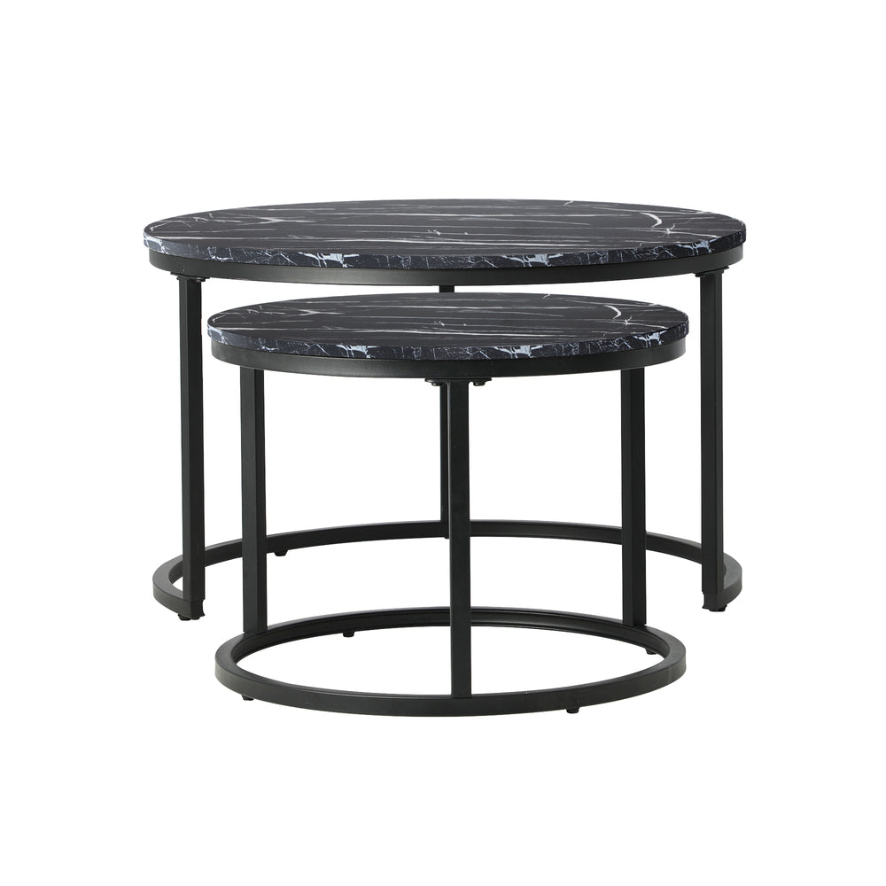 Set of 2 Coffee Table Round Nesting Side End Table